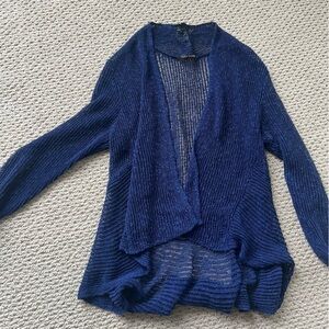 Eileen fisher loose knit open front cardigan cobalt blue size small medium